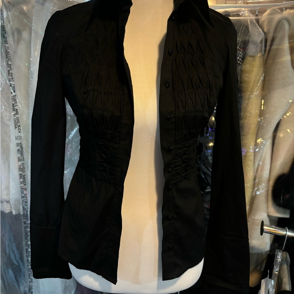 Women's Black Fitted button down